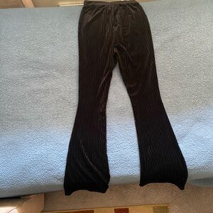 SHEIN Black Ribbed Wide Leg Pants